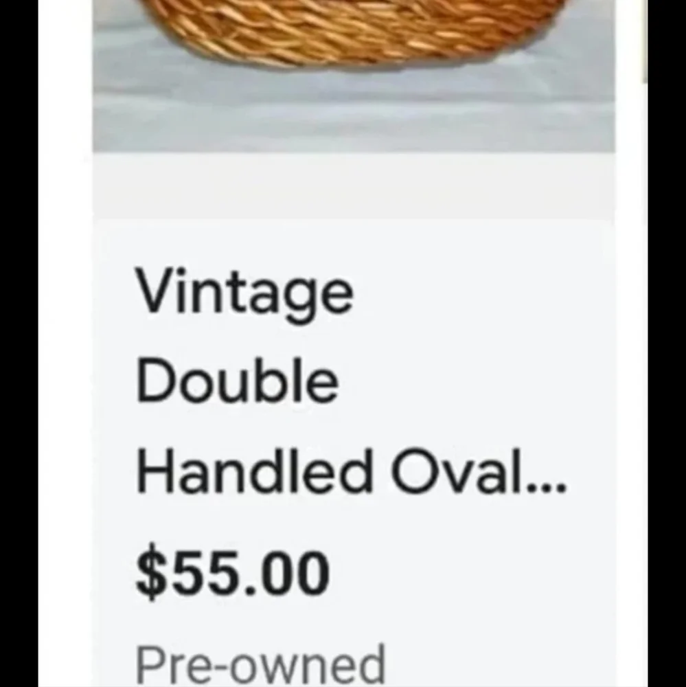 Double Handled Oval Woven Wicker Picnic & Flower Basket Vintage LIKE NEW!